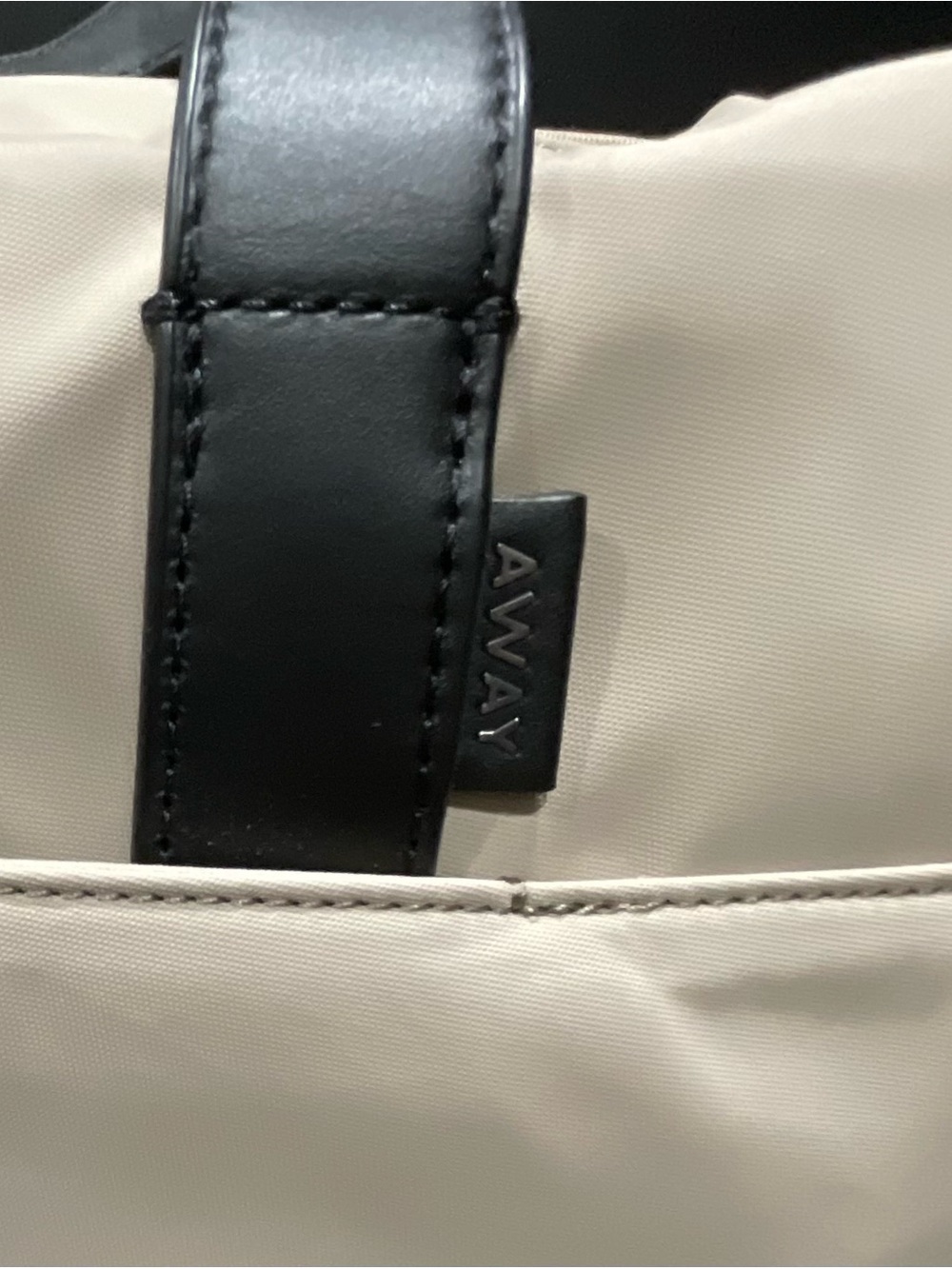 Away Cream Tote Bag with Black Handles and Detachable Strap - Picture 10 of 15